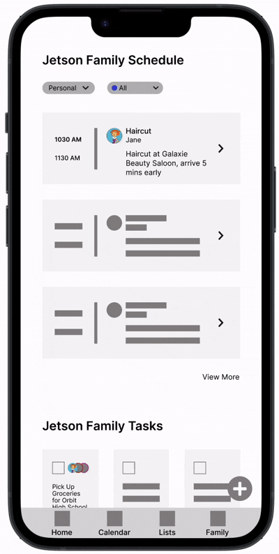 Animated preview of the HuddleUp mobile prototype