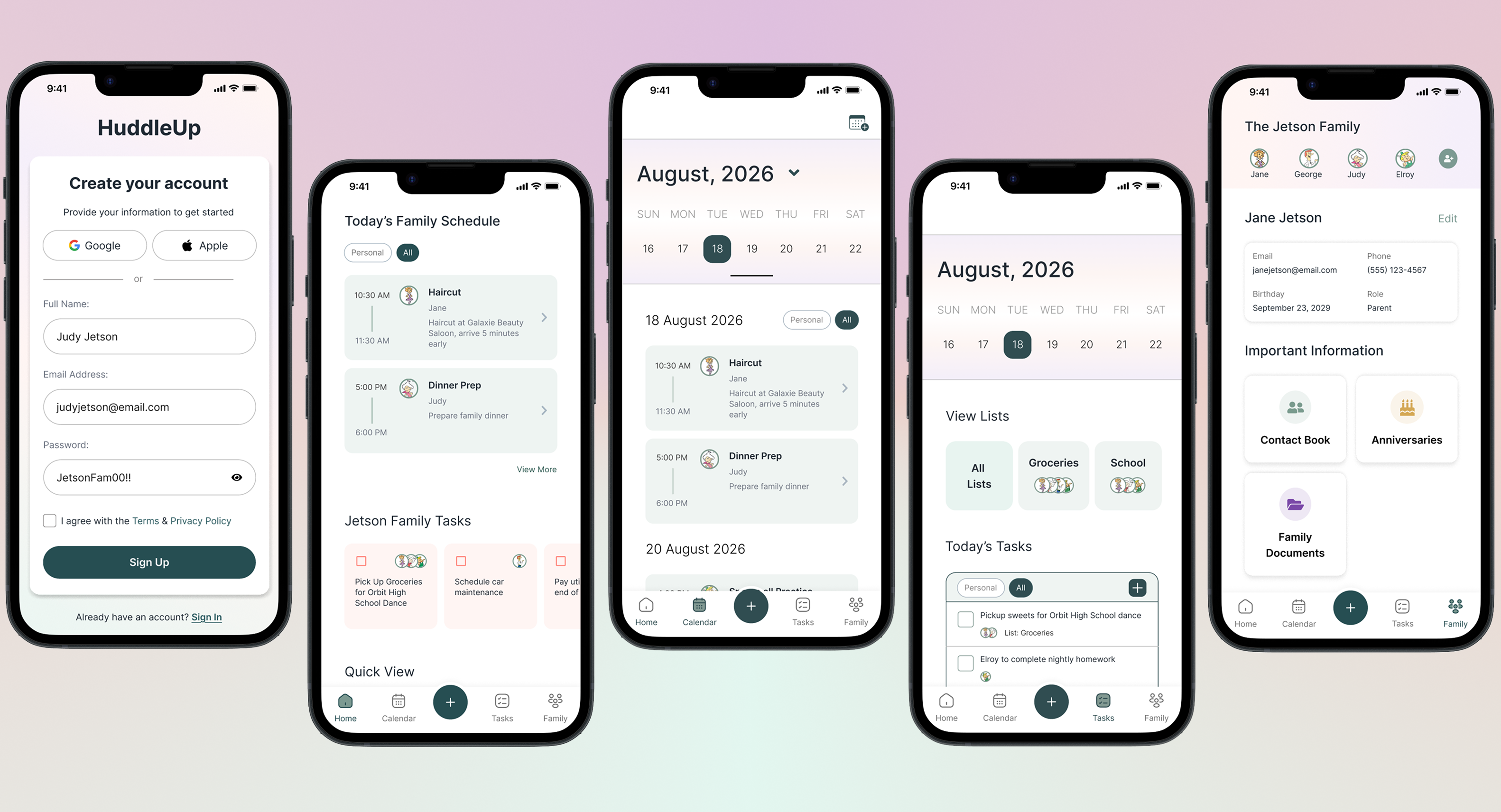 Preview of the HuddleUp scheduling app