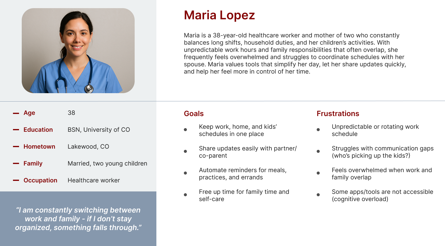 Preview of the HuddleUp scheduling app persona