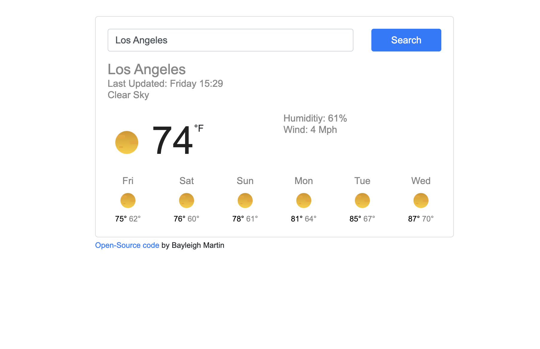 Weather app interface preview